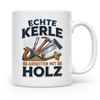 Handwerker Tasse Echte Kerle arbeiten mit Holz lustiger Kaff – Weiß [farbe:weiß]