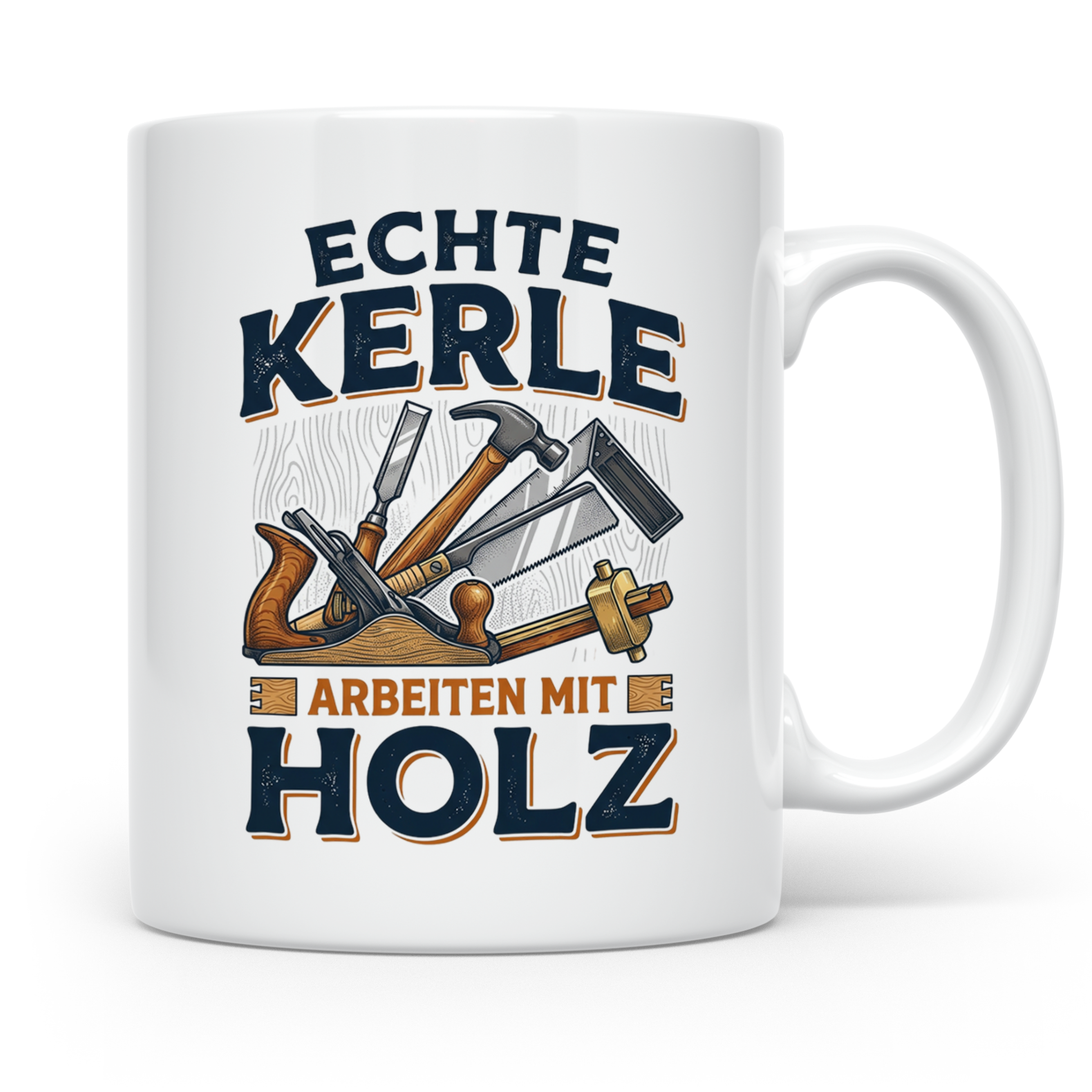 Handwerker Tasse Echte Kerle arbeiten mit Holz lustiger Kaff – Weiß [farbe:weiß]