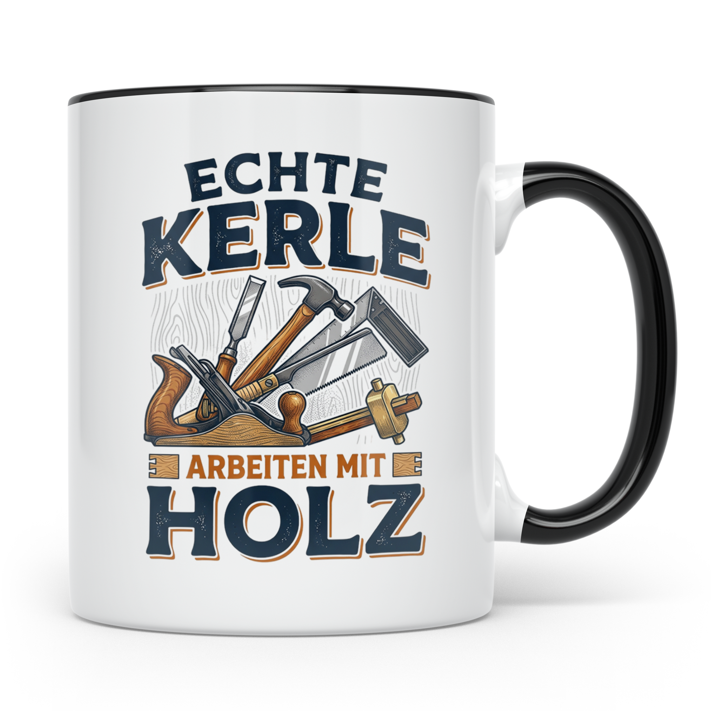 Handwerker Tasse Echte Kerle arbeiten mit Holz lustiger Kaff – Schwarz [farbe:schwarz]