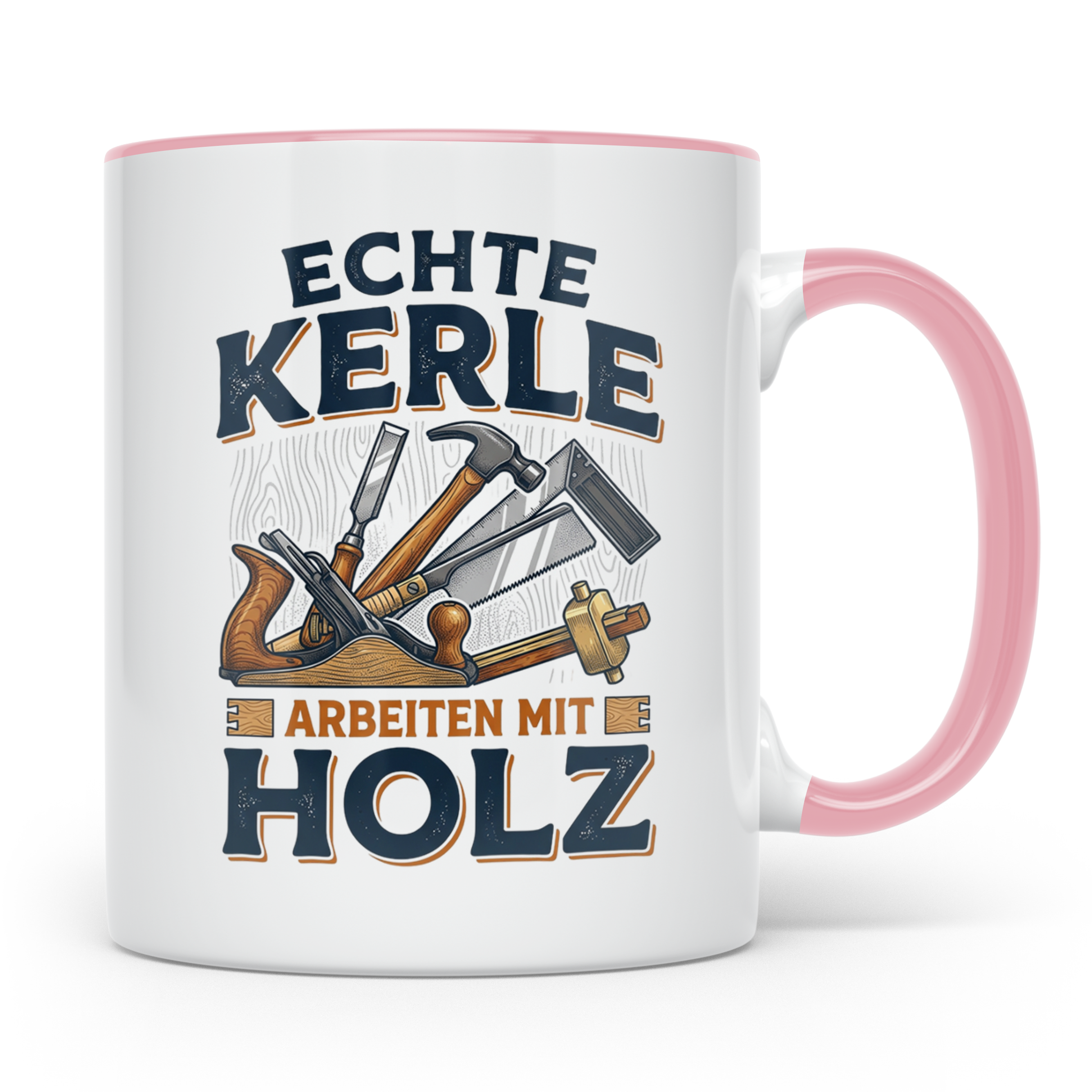 Handwerker Tasse Echte Kerle arbeiten mit Holz lustiger Kaff – Rosa [farbe:rosa]