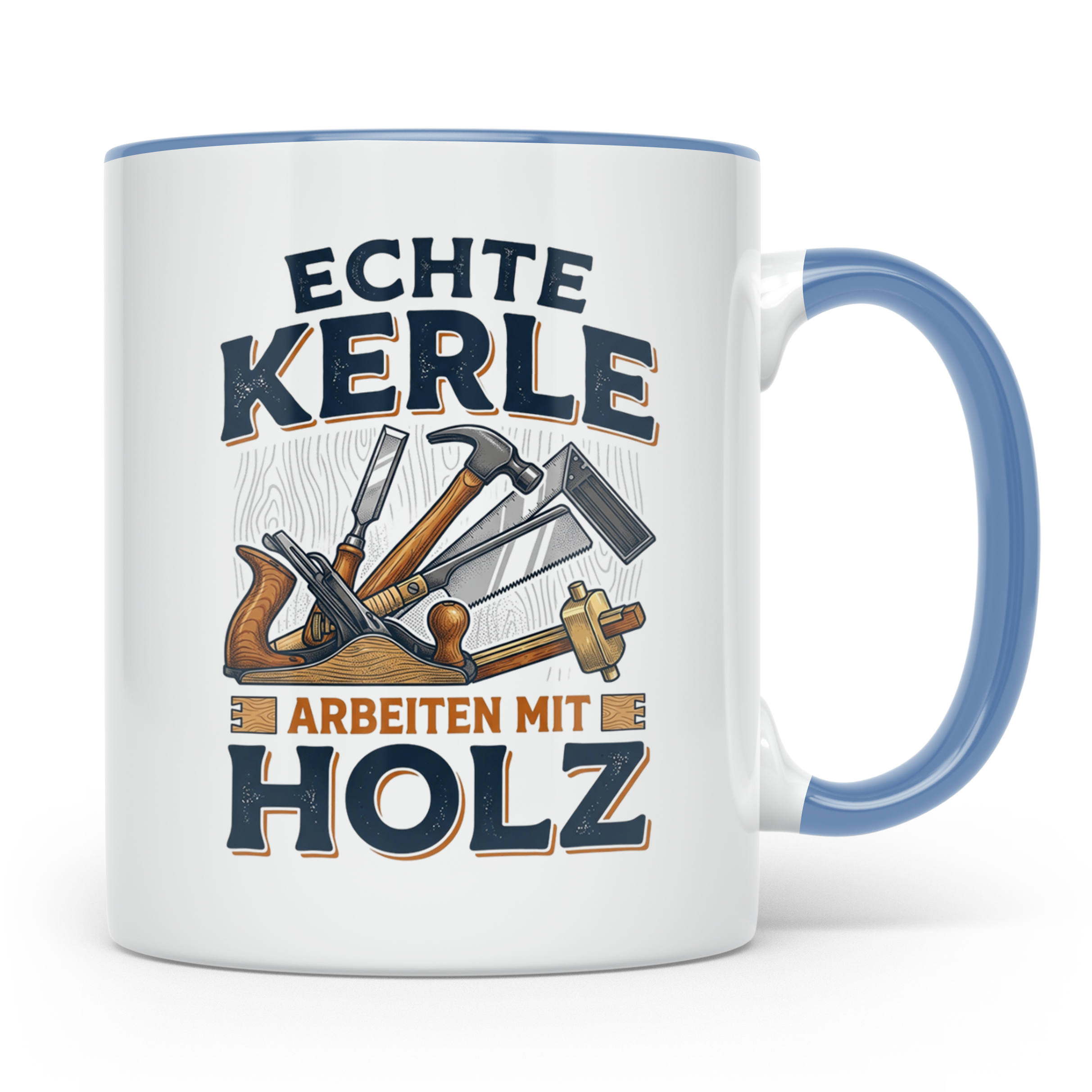 Handwerker Tasse Echte Kerle arbeiten mit Holz lustiger Kaff – Blau [farbe:blau]