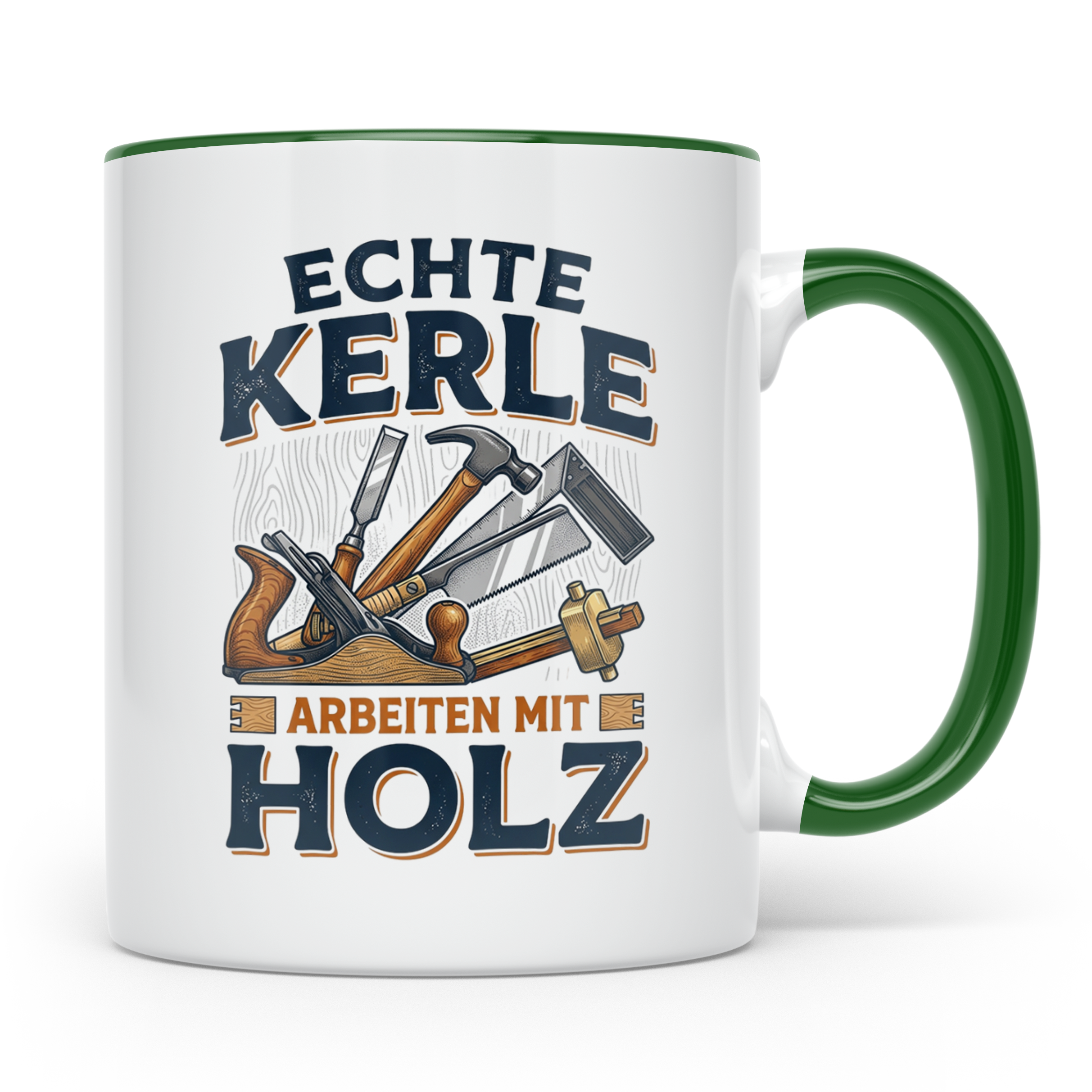 Handwerker Tasse Echte Kerle arbeiten mit Holz lustiger Kaff – Grün [farbe:grün]