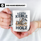 Handwerker Tasse Echte Kerle arbeiten mit Holz lustiger Kaff – Weiß [farbe:weiß]