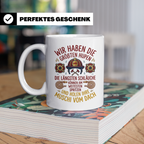 Feuerwehr Tasse mit Spruch größte Hupen längste Schläuche |  – Weiß [farbe:weiß]
