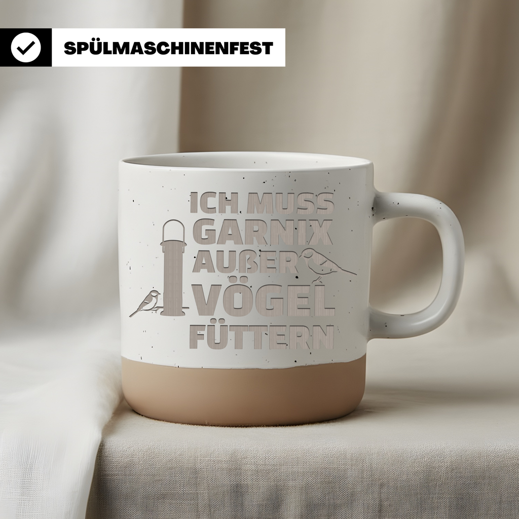 Tasse Ich muss garnix ausser Vögel füttern Geschenk Kaffeetasse Vogelb – Bild 3