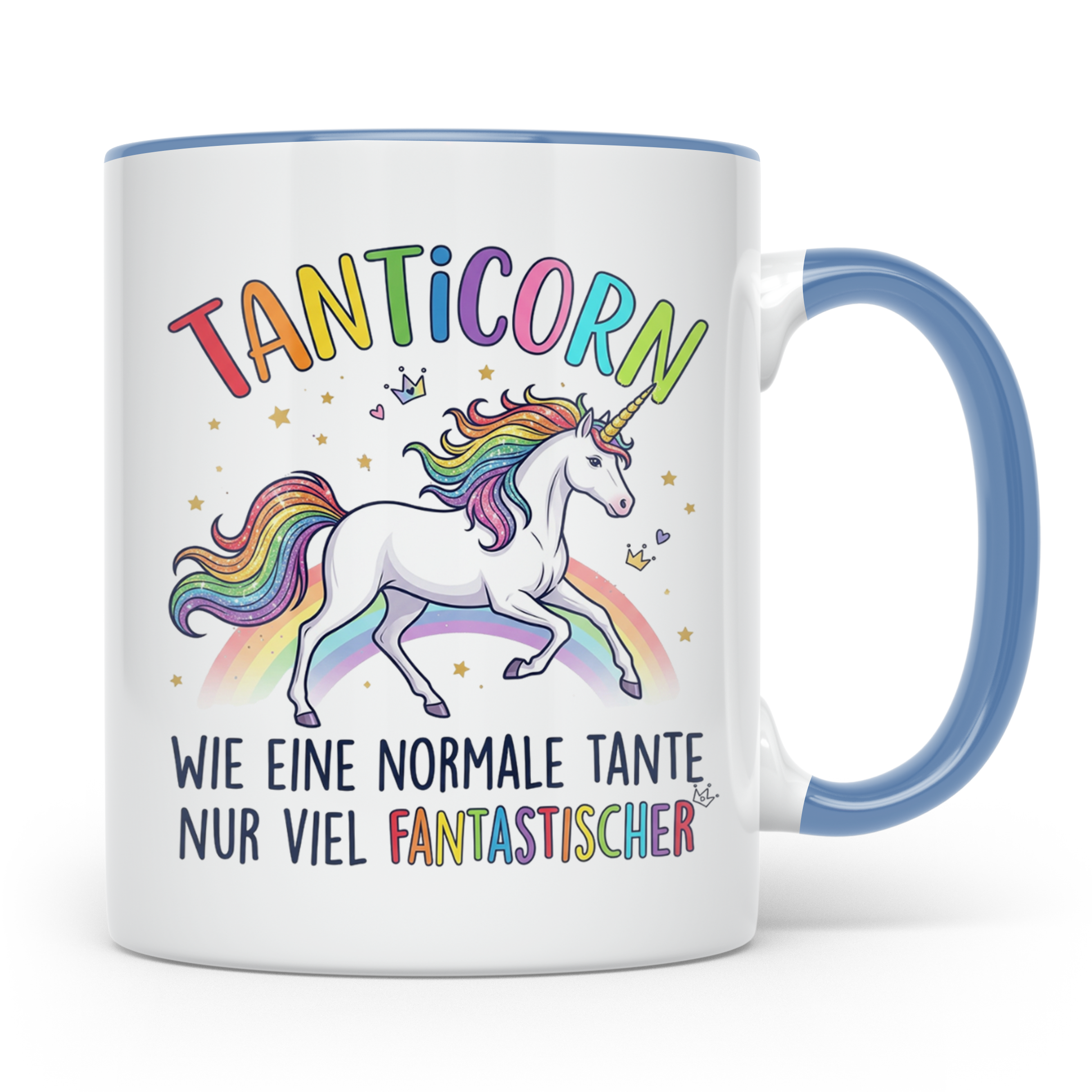 Tanticorn Tasse Geschenk für Tante Einhorn Spruch Wie eine n – Blau [farbe:blau]