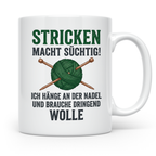 Stricken Tasse mit Spruch | Wolle & Stricknadeln Motiv | Lus – Weiß [farbe:weiß]