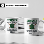 Stricken Tasse mit Spruch | Wolle & Stricknadeln Motiv | Lus – Weiß [farbe:weiß]