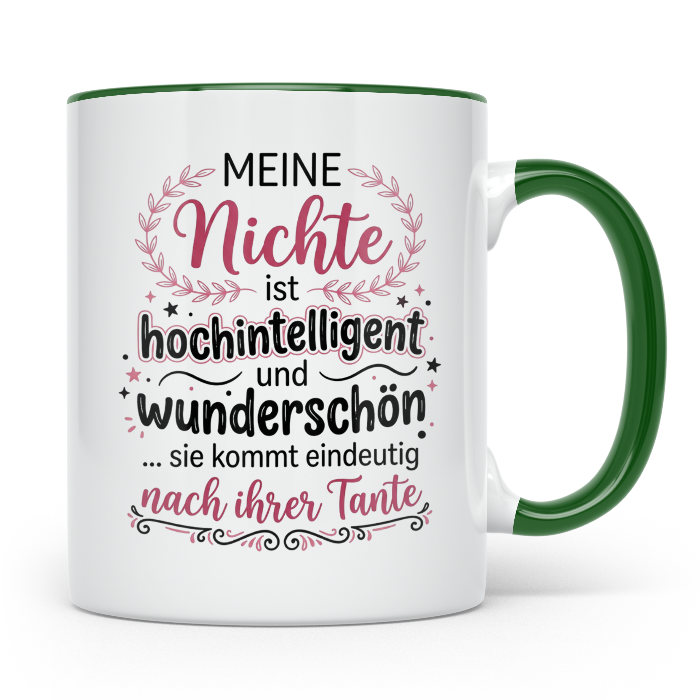 Tante Nichte Tasse mit Spruch Meine Nichte ist hochintellige – Grün [farbe:grün]