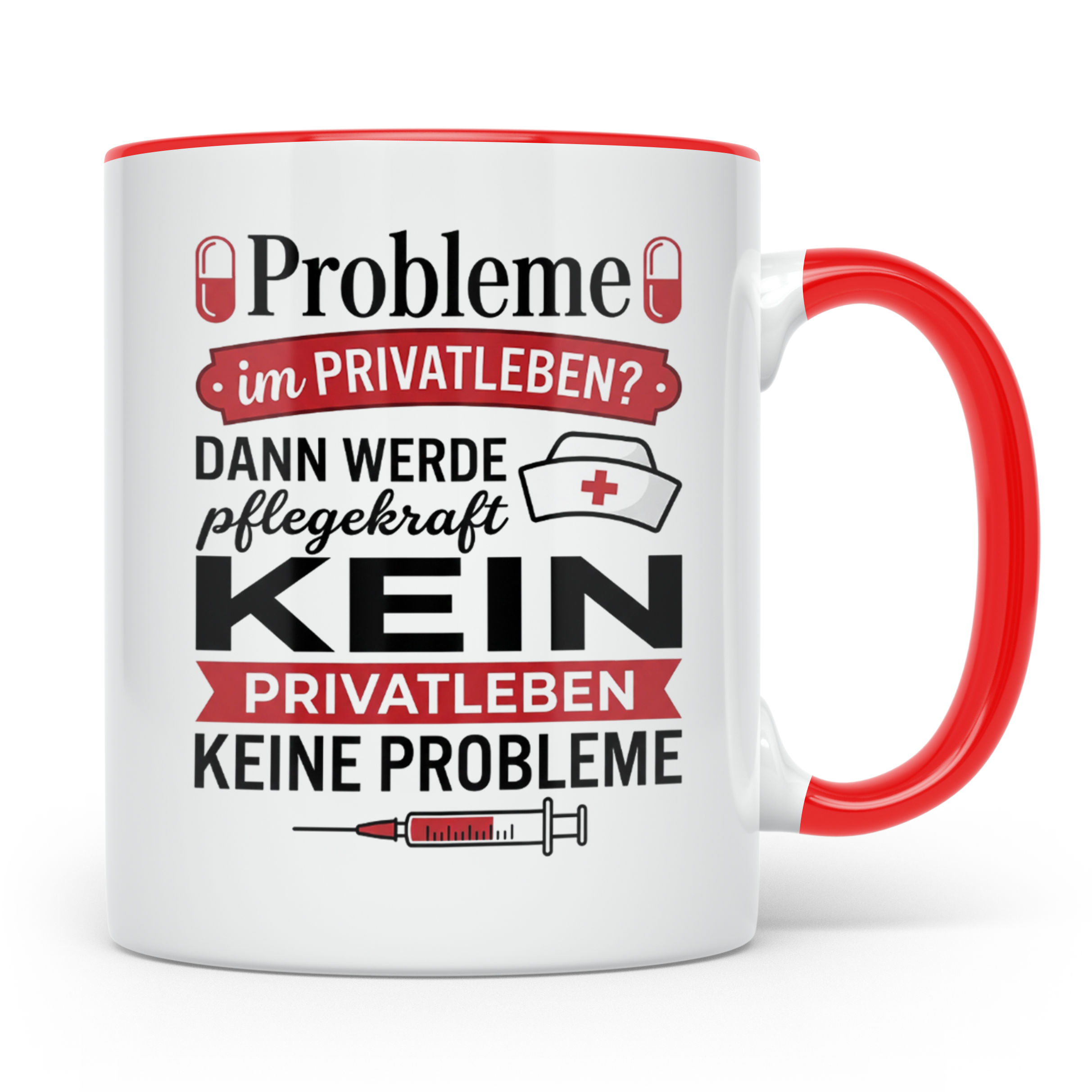 Pflegekraft Tasse mit Spruch Kein Privatleben | Geschenk Kra – Rot [farbe:rot]