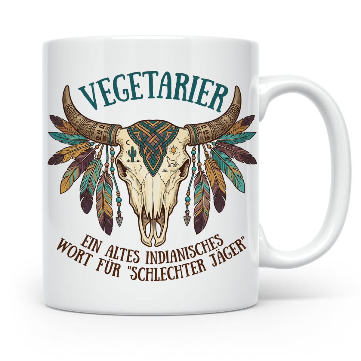 Anti Vegetarier Tasse mit Spruch 'Schlechter Jäger' für Flei – Weiß [farbe:weiß]