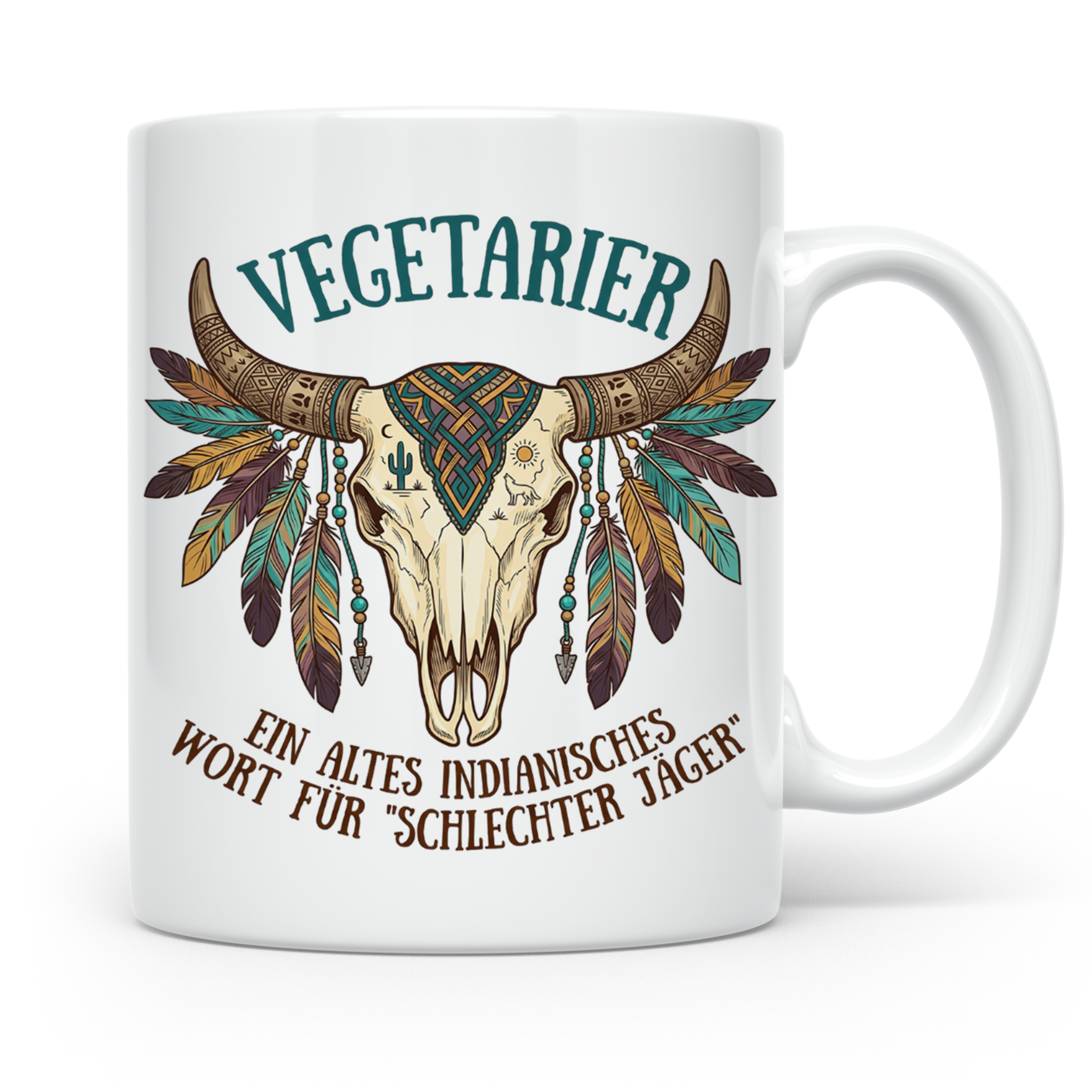 Anti Vegetarier Tasse mit Spruch 'Schlechter Jäger' für Flei – Weiß [farbe:weiß]