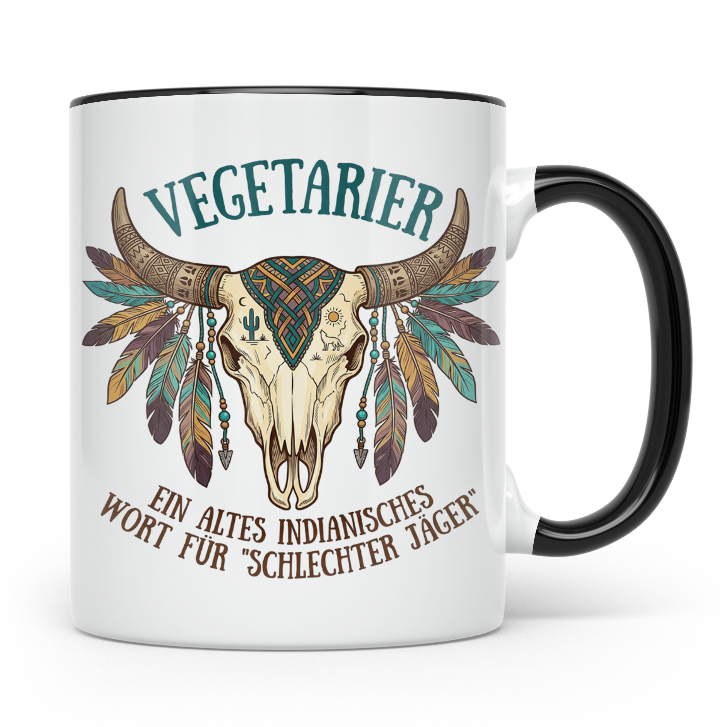 Anti Vegetarier Tasse mit Spruch 'Schlechter Jäger' für Flei – Schwarz [farbe:schwarz]