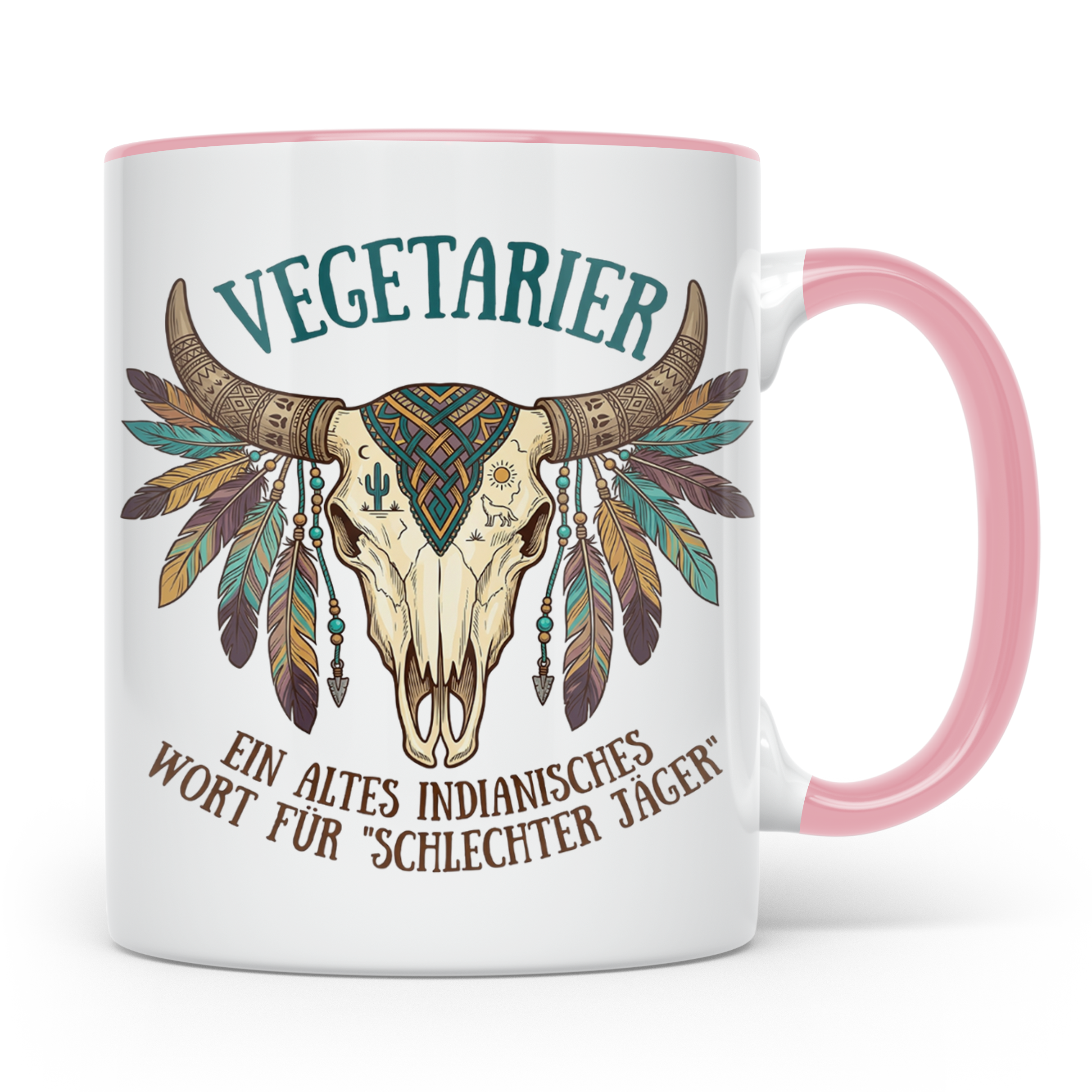 Anti Vegetarier Tasse mit Spruch 'Schlechter Jäger' für Flei – Rosa [farbe:rosa]