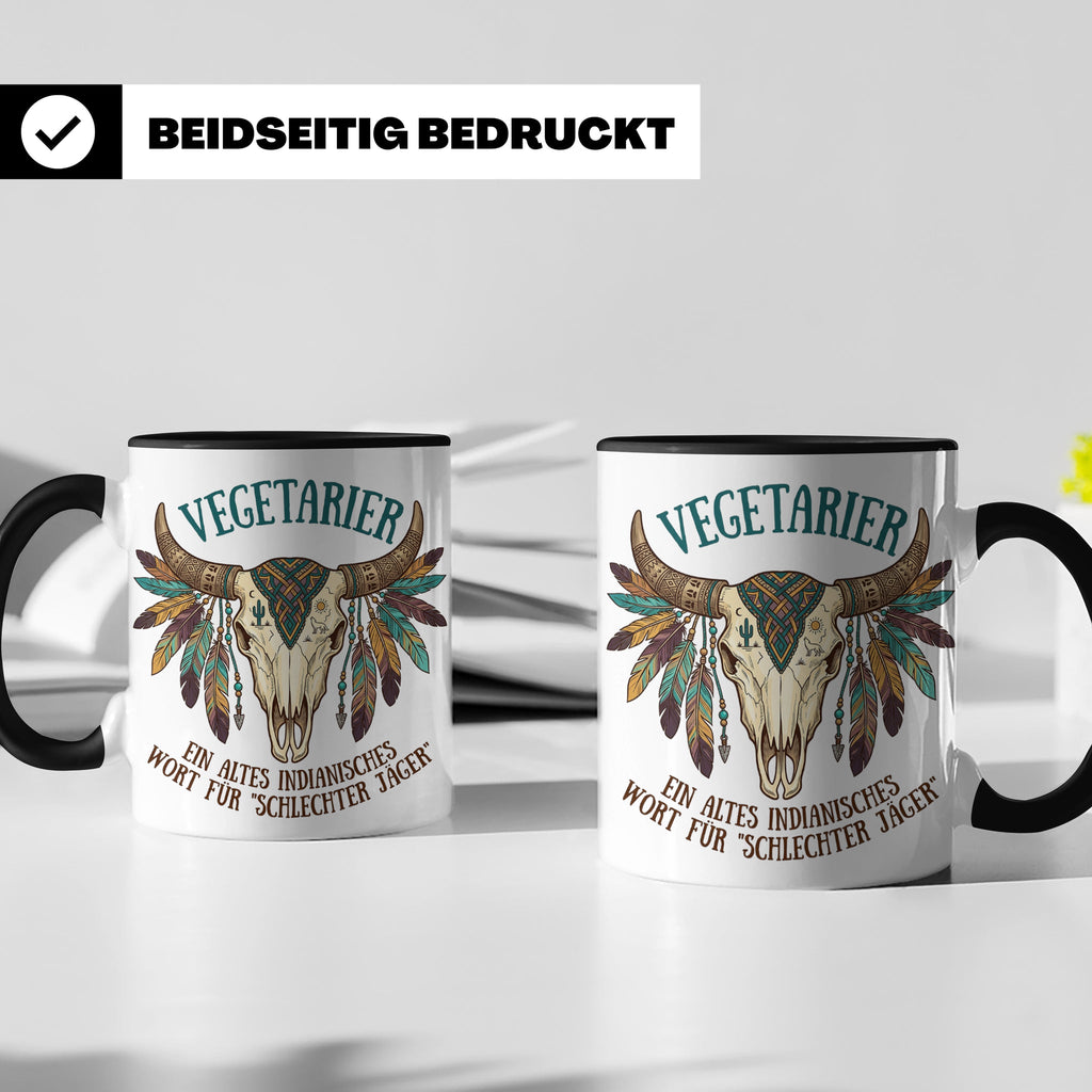 Anti Vegetarier Tasse mit Spruch 'Schlechter Jäger' für Flei – Schwarz [farbe:schwarz]