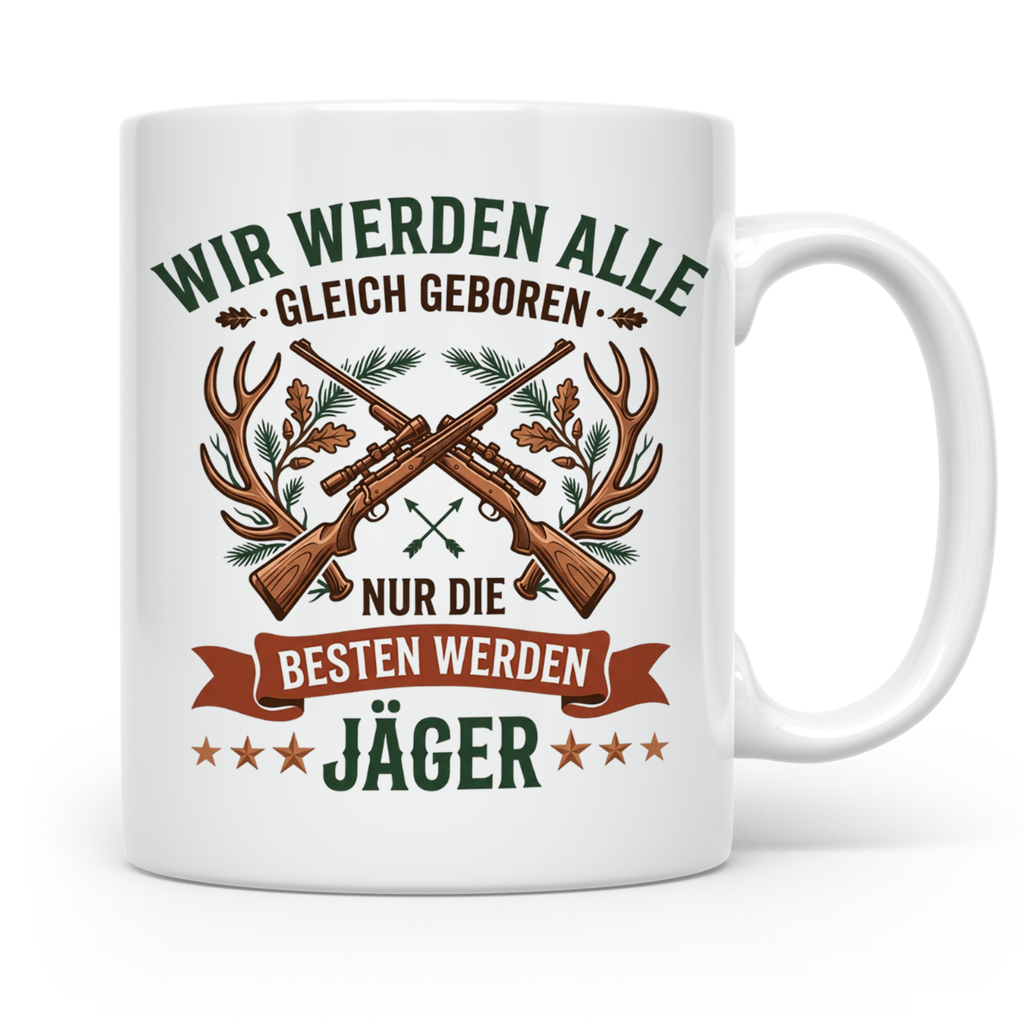 Jäger Tasse mit Spruch Nur die Besten werden Jäger, Geschenk – Weiß [farbe:weiß]
