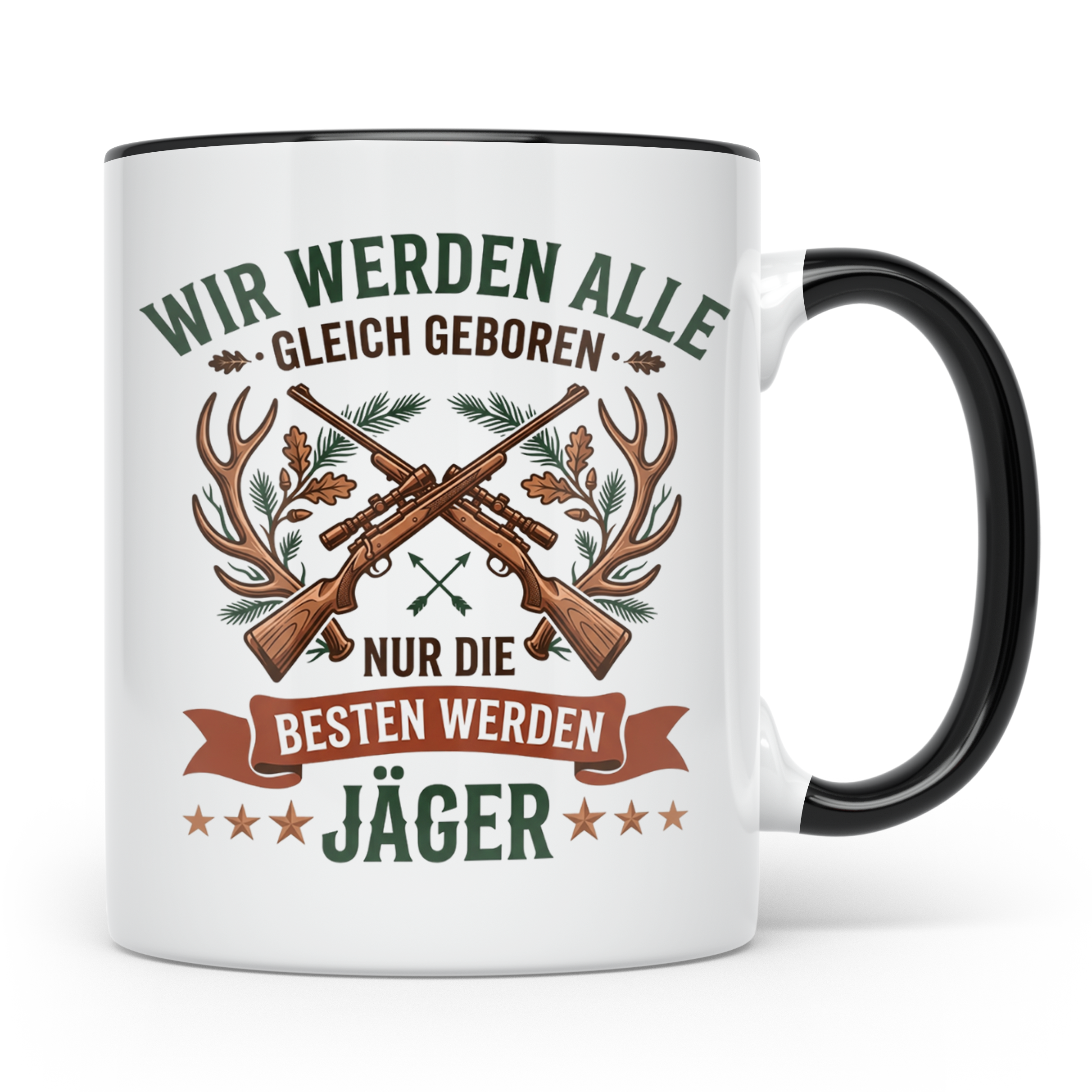 Jäger Tasse mit Spruch Nur die Besten werden Jäger, Geschenk – Schwarz [farbe:schwarz]
