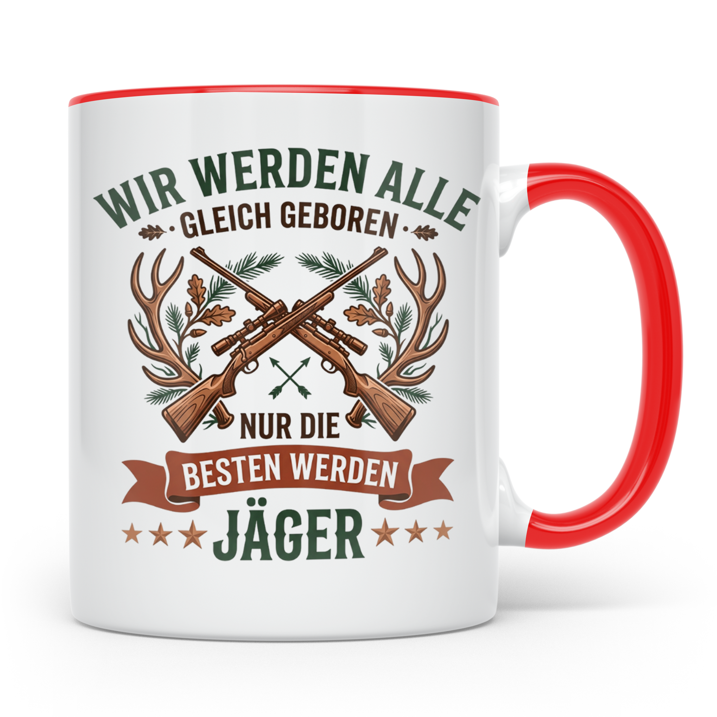 Jäger Tasse mit Spruch Nur die Besten werden Jäger, Geschenk – Rot [farbe:rot]