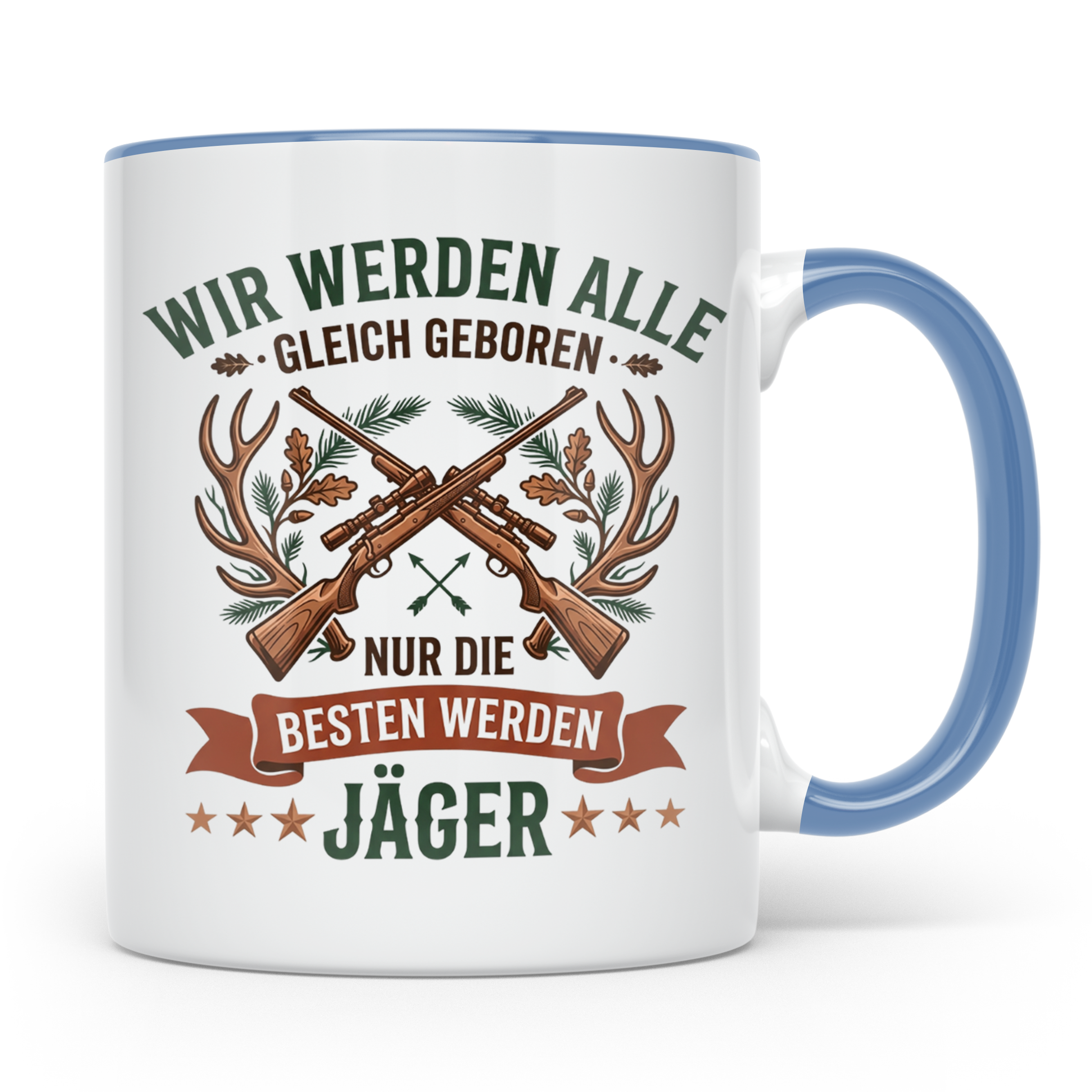 Jäger Tasse mit Spruch Nur die Besten werden Jäger, Geschenk – Blau [farbe:blau]