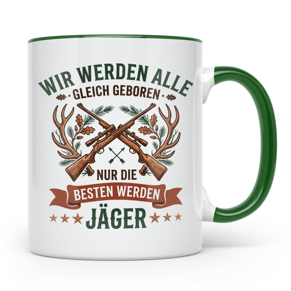Jäger Tasse mit Spruch Nur die Besten werden Jäger, Geschenk – Grün [farbe:grün]
