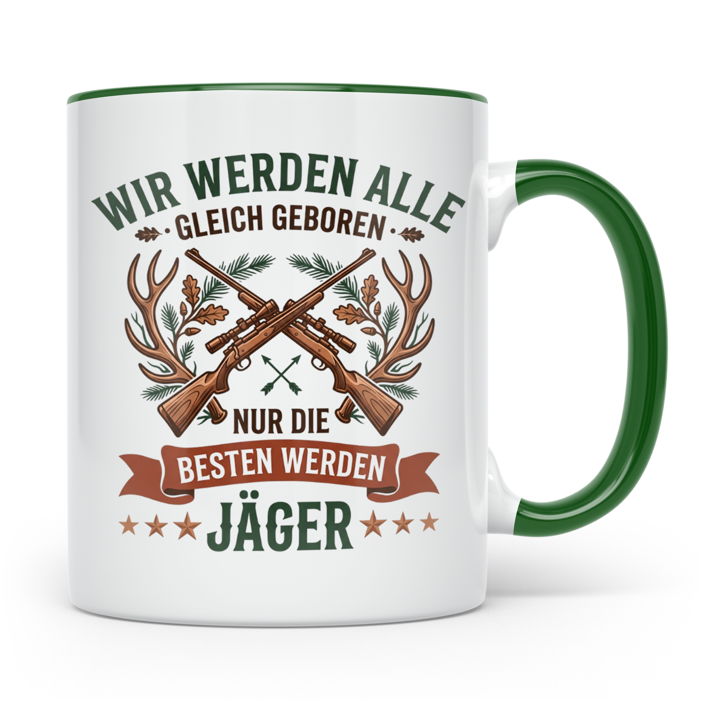 Jäger Tasse mit Spruch Nur die Besten werden Jäger, Geschenk – Grün [farbe:grün]