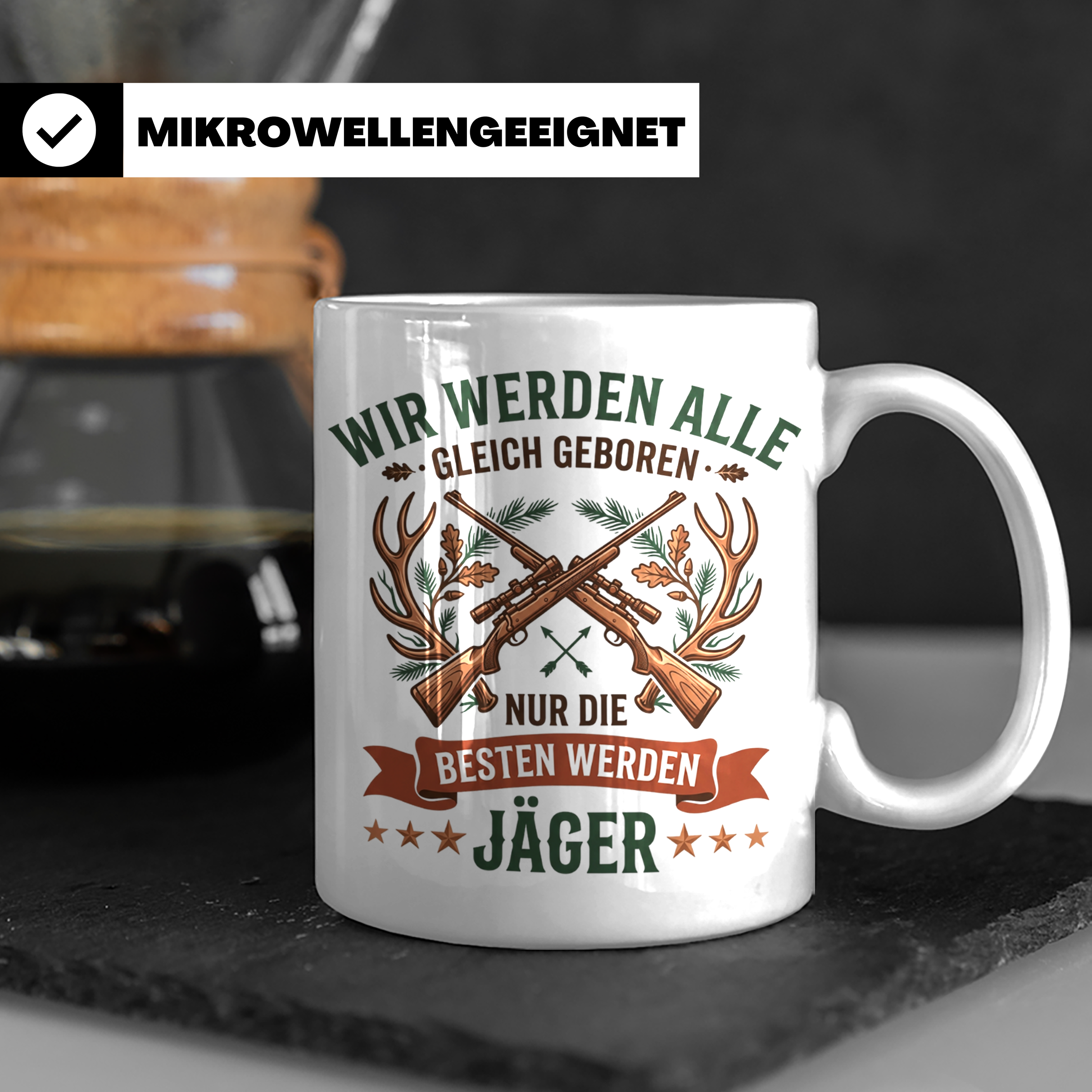 Jäger Tasse mit Spruch Nur die Besten werden Jäger, Geschenk – Weiß [farbe:weiß]