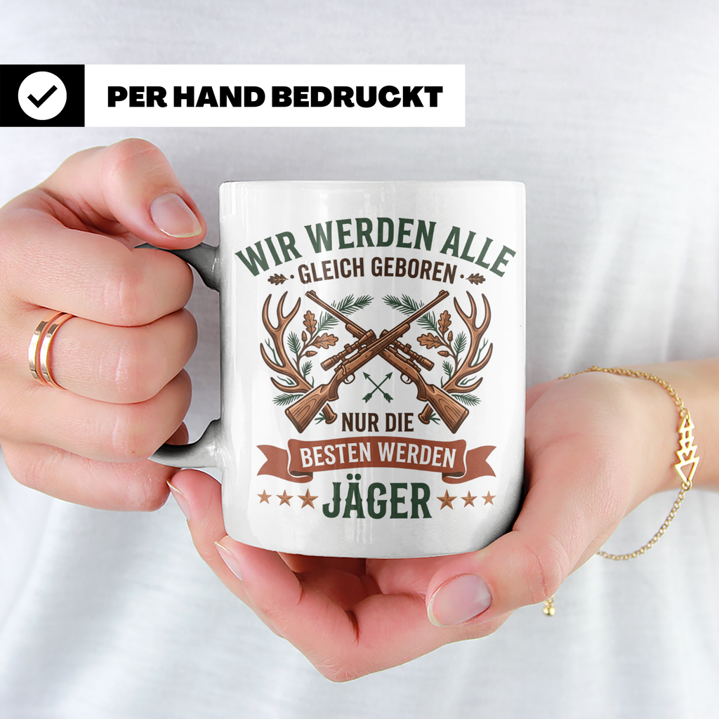 Jäger Tasse mit Spruch Nur die Besten werden Jäger, Geschenk – Weiß [farbe:weiß]