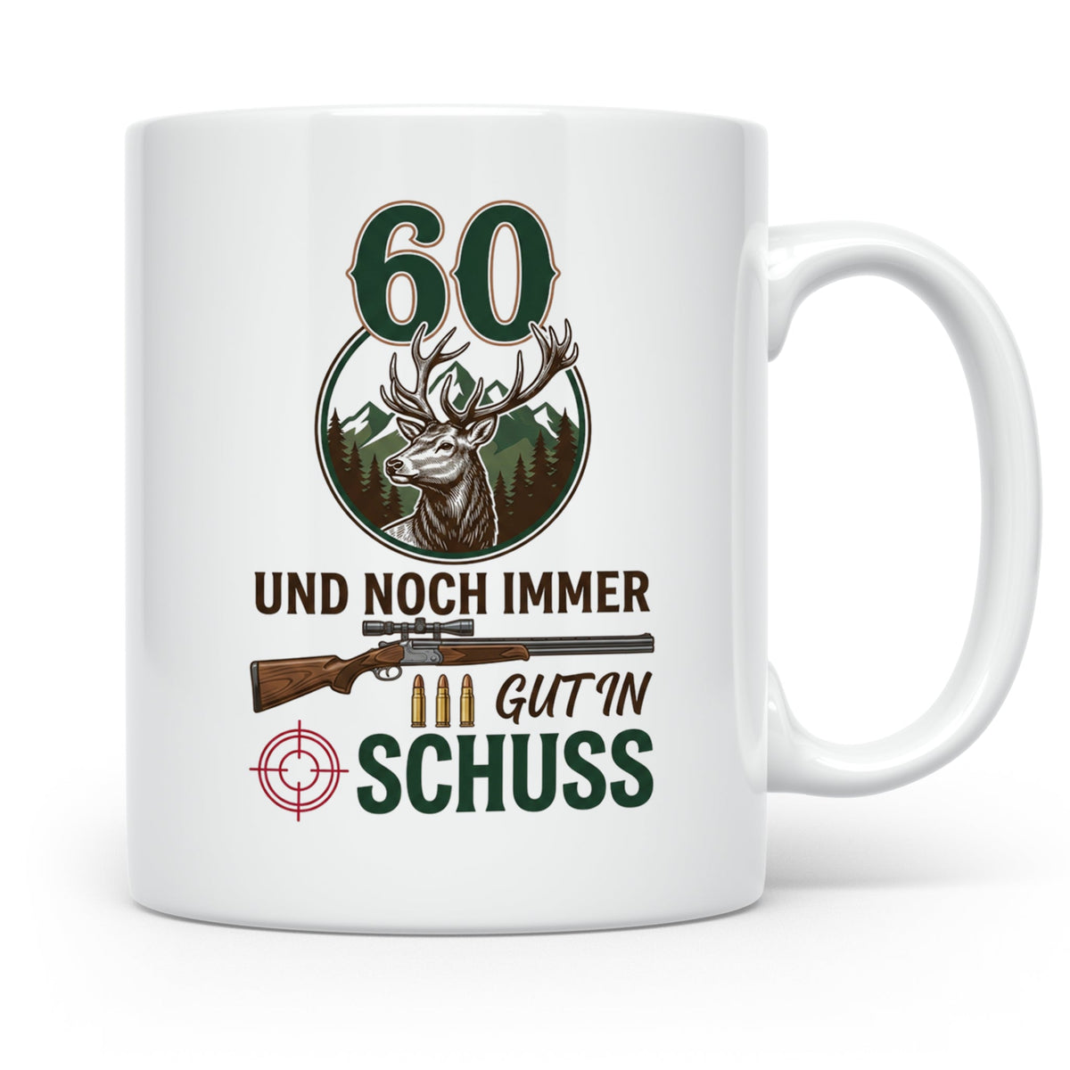Jäger Tasse 60. Geburtstag Und noch immer gut in Schuss, Ges – Weiß [farbe:weiß]