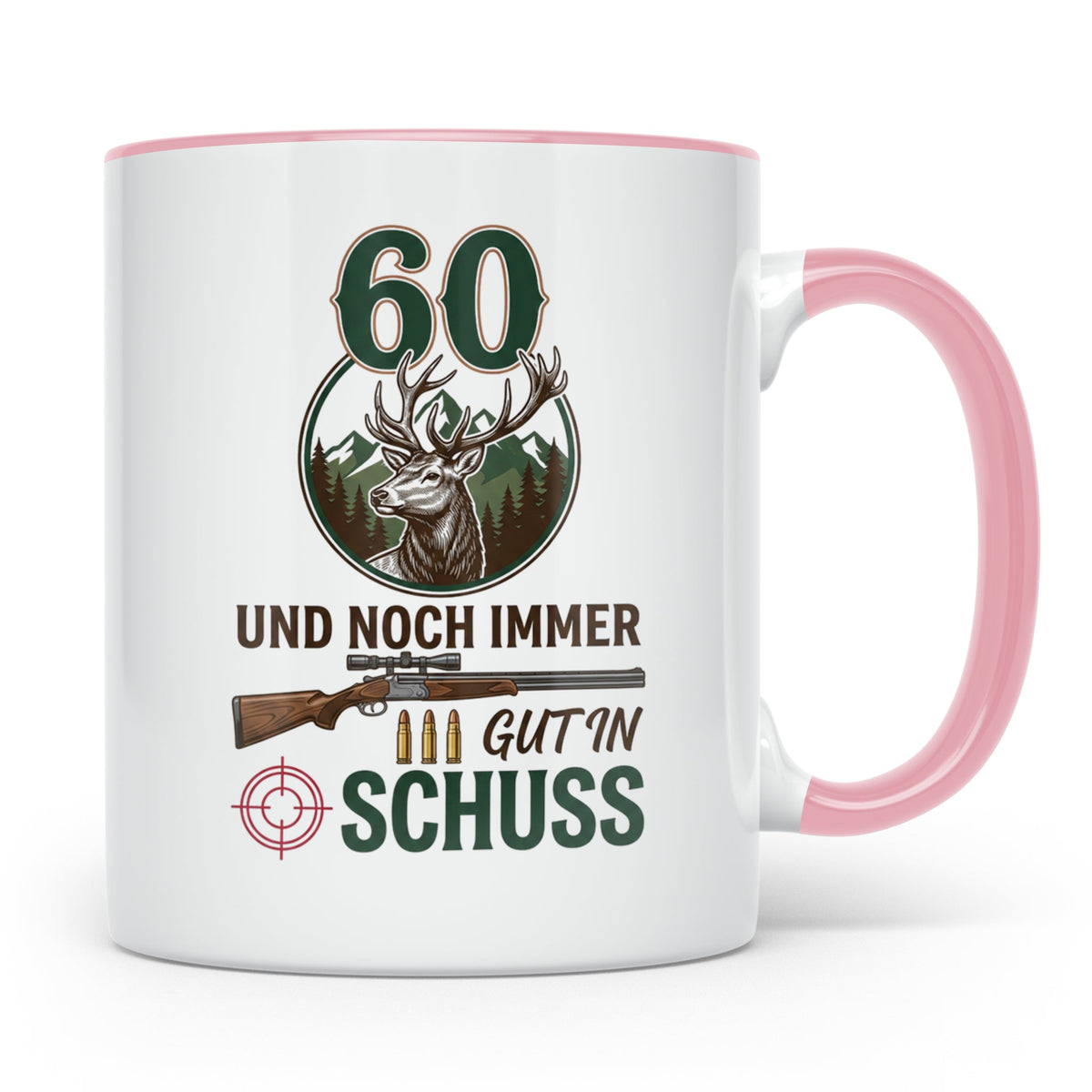 Jäger Tasse 60. Geburtstag Und noch immer gut in Schuss, Ges – Rosa [farbe:rosa]