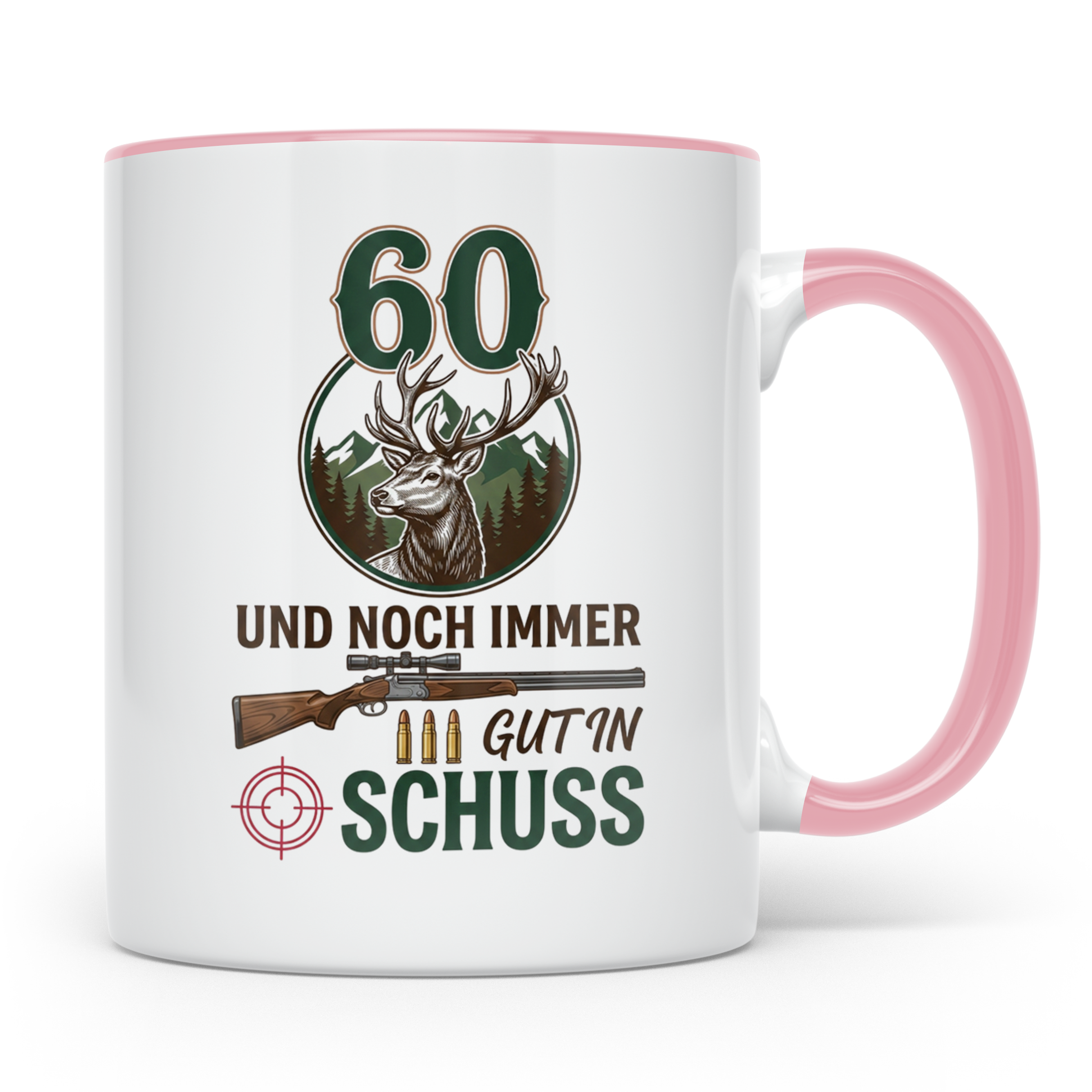Jäger Tasse 60. Geburtstag Und noch immer gut in Schuss, Ges – Rosa [farbe:rosa]