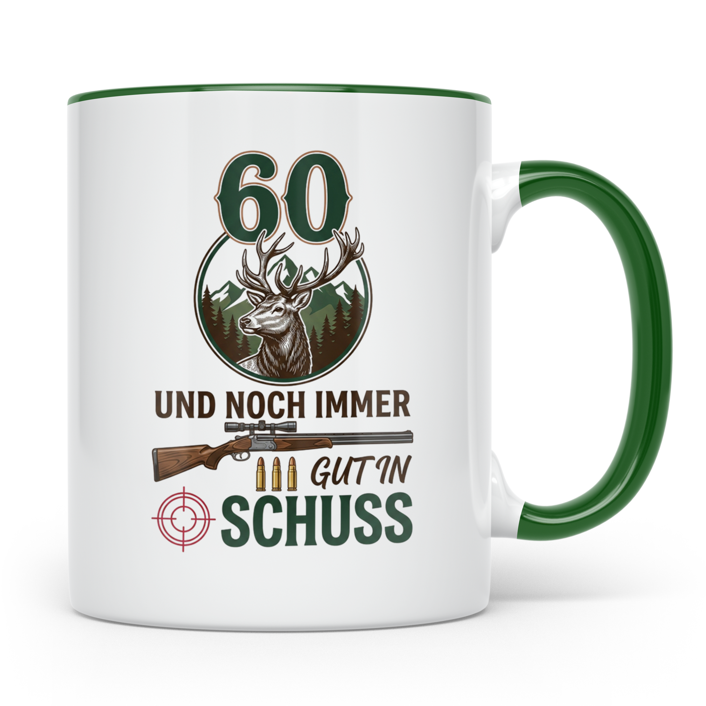 Jäger Tasse 60. Geburtstag Und noch immer gut in Schuss, Ges – Grün [farbe:grün]