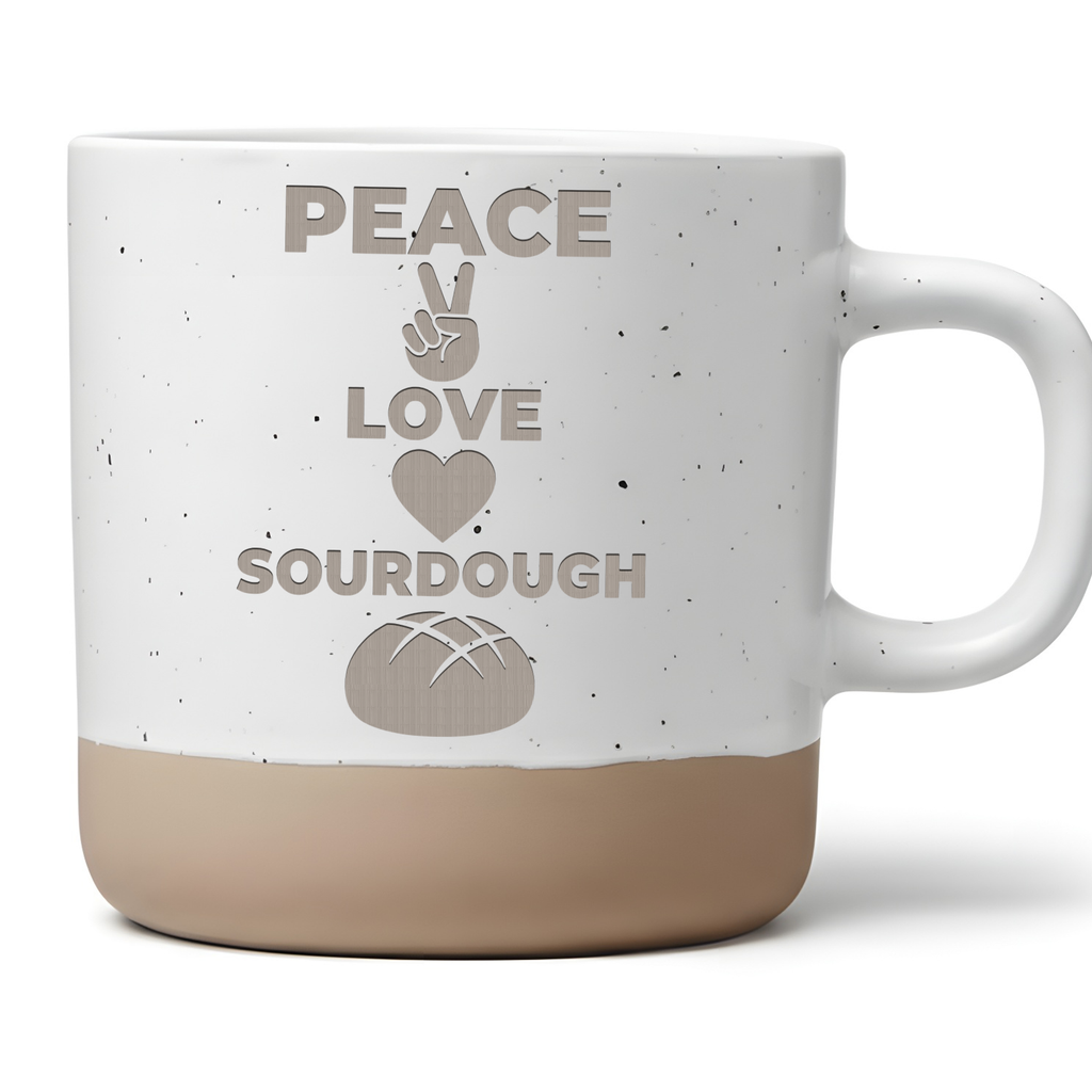 Tasse Peace Love Sourdough Geschenk Kaffeetasse Bäcker Becher Sauertei – Bild 1