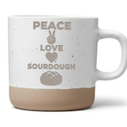 Tasse Peace Love Sourdough Geschenk Kaffeetasse Bäcker Becher Sauertei – Bild 1