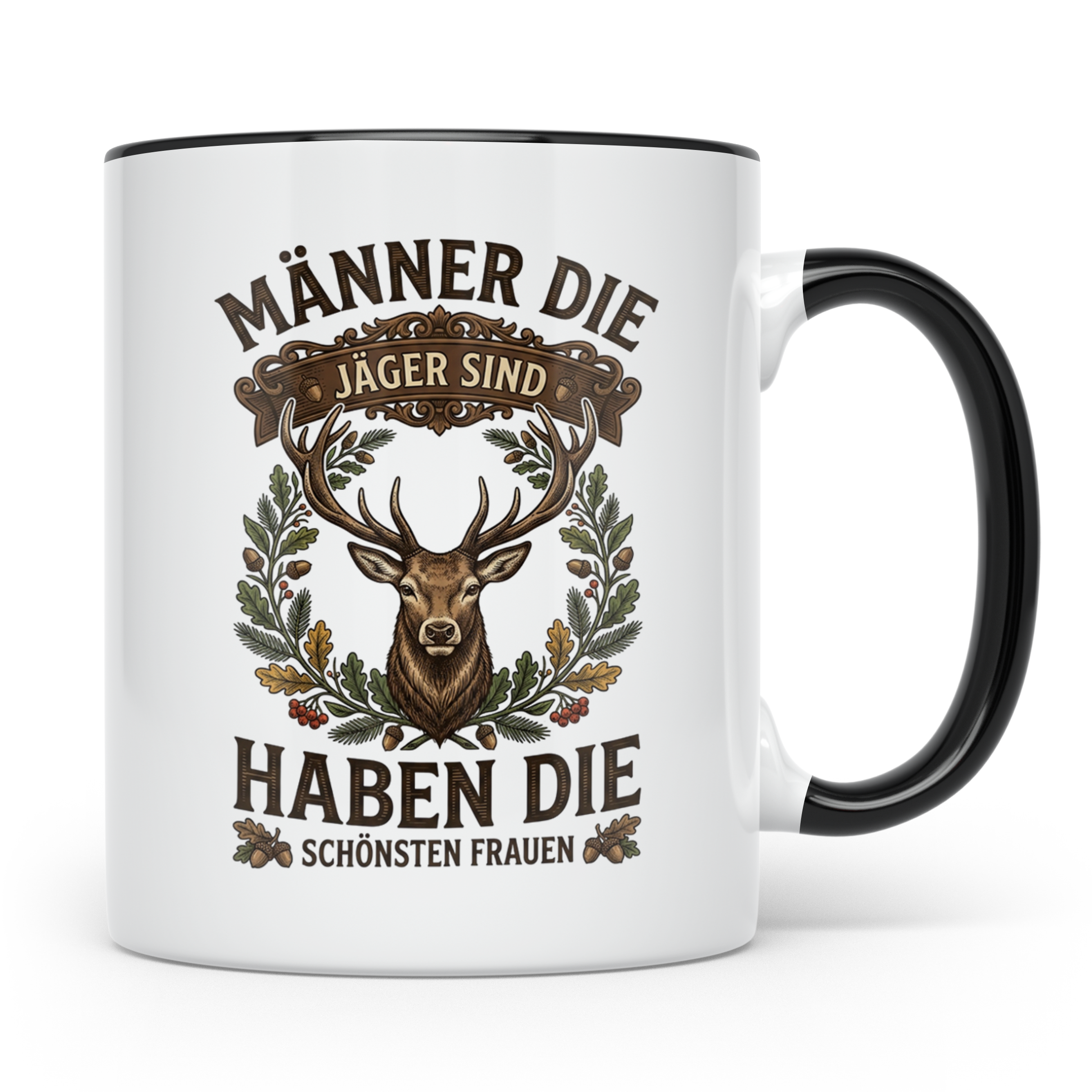 Jäger Tasse mit Spruch Männer die Jäger sind haben die schön – Schwarz [farbe:schwarz]