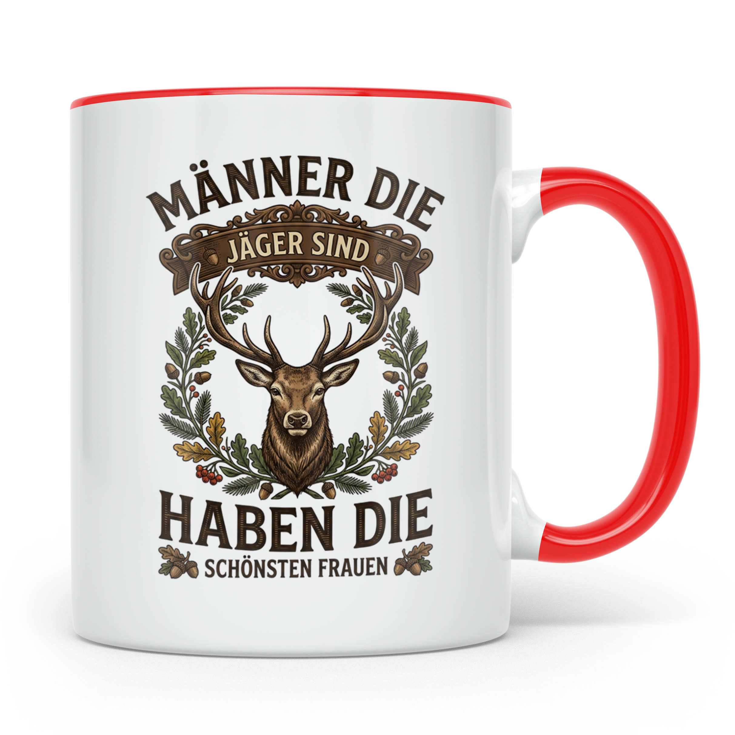 Jäger Tasse mit Spruch Männer die Jäger sind haben die schön – Rot [farbe:rot]
