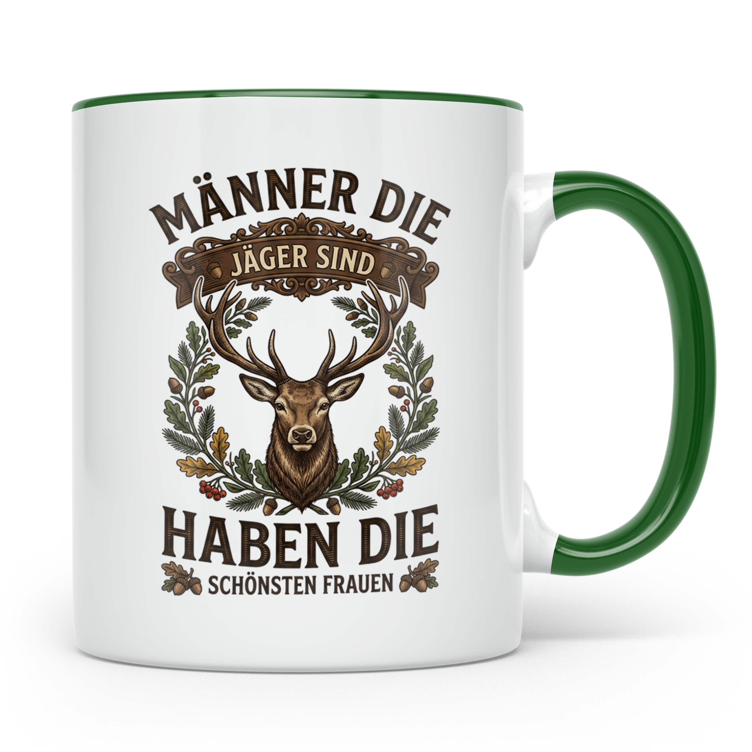 Jäger Tasse mit Spruch Männer die Jäger sind haben die schön – Grün [farbe:grün]