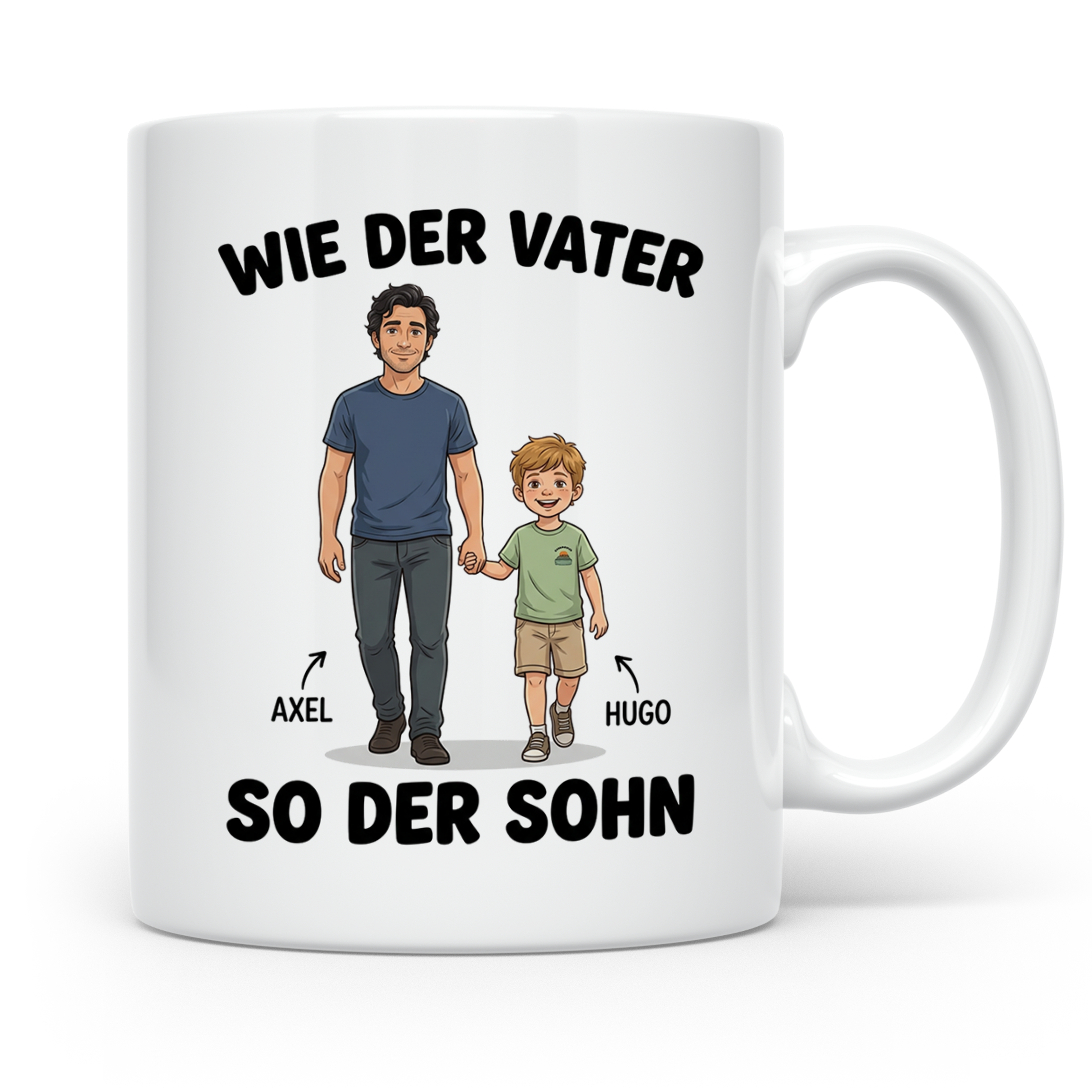 Personalisierte Vater Sohn Tasse mit Namen - Wie der Vater so der Sohn Geschenk Papa