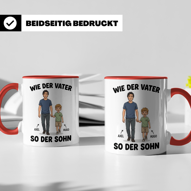 Geschenk Papa von Sohn personalisiert - Kaffeetasse Wie der Vater so der Sohn