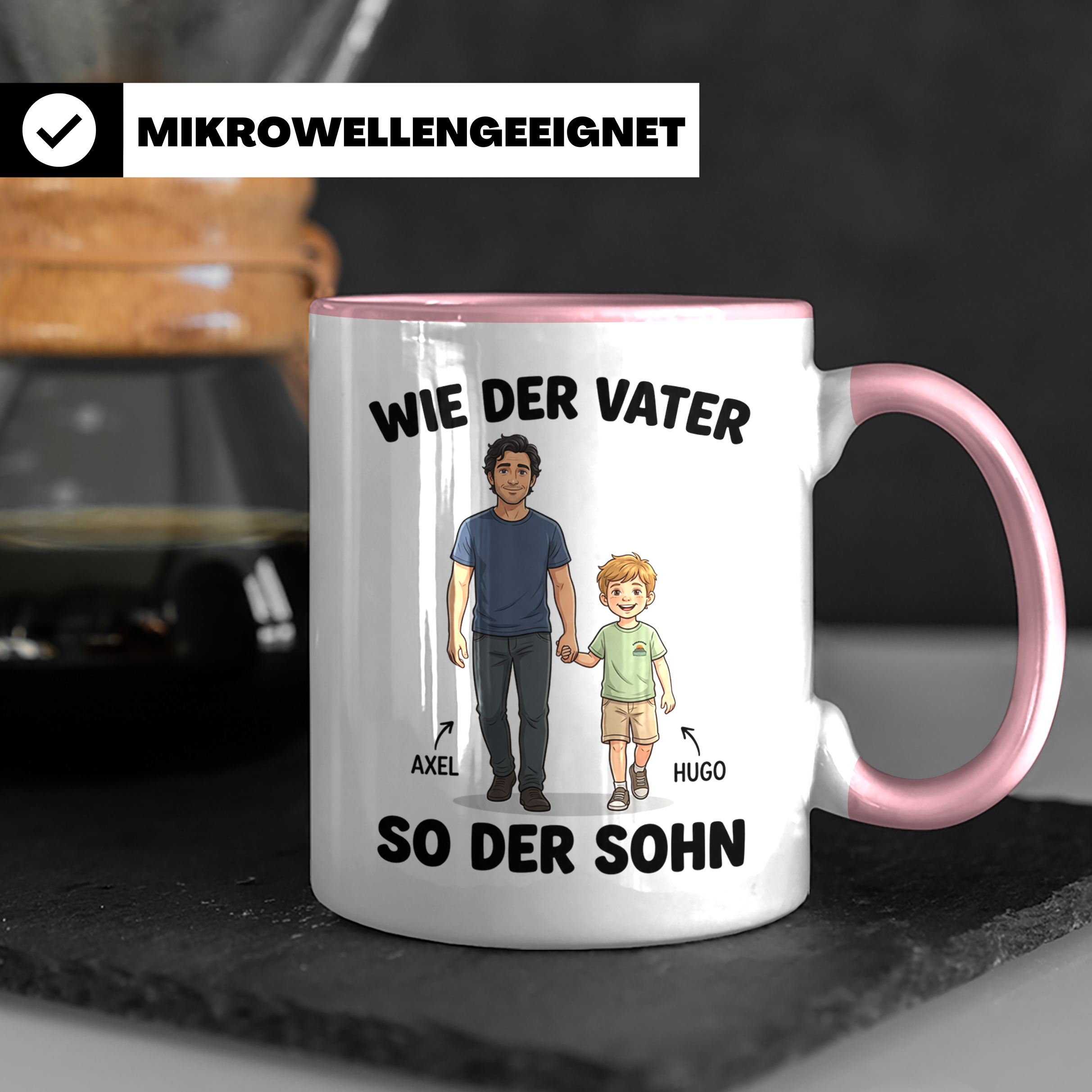 Personalisierte Tasse Vater Kind mit Wunschnamen - Vatertag Geschenk individuell