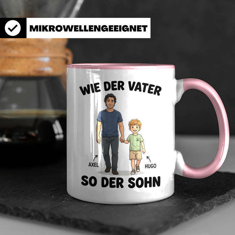 Personalisierte Tasse Vater Kind mit Wunschnamen - Vatertag Geschenk individuell