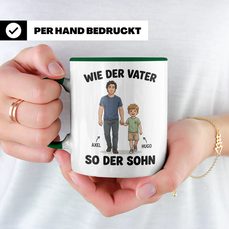 Kaffeetasse Papa Sohn personalisiert - Geschenk Vatertag Wie der Vater so der Sohn