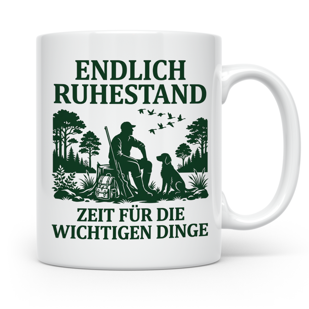 Jäger Ruhestand Tasse Endlich Ruhestand Geschenk für Waidman – Weiß [farbe:weiß]