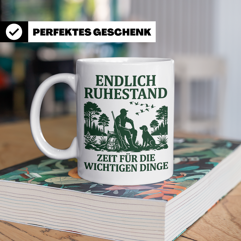 Jäger Ruhestand Tasse Endlich Ruhestand Geschenk für Waidman – Weiß [farbe:weiß]