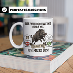 Jäger Tasse Wildschwein Spruch Die Wildschweine rufen an Kaf – Weiß [farbe:weiß]