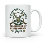 Jäger Tasse mit Spruch 'Nur die besten werden Jäger', Hirsch – Weiß [farbe:weiß]