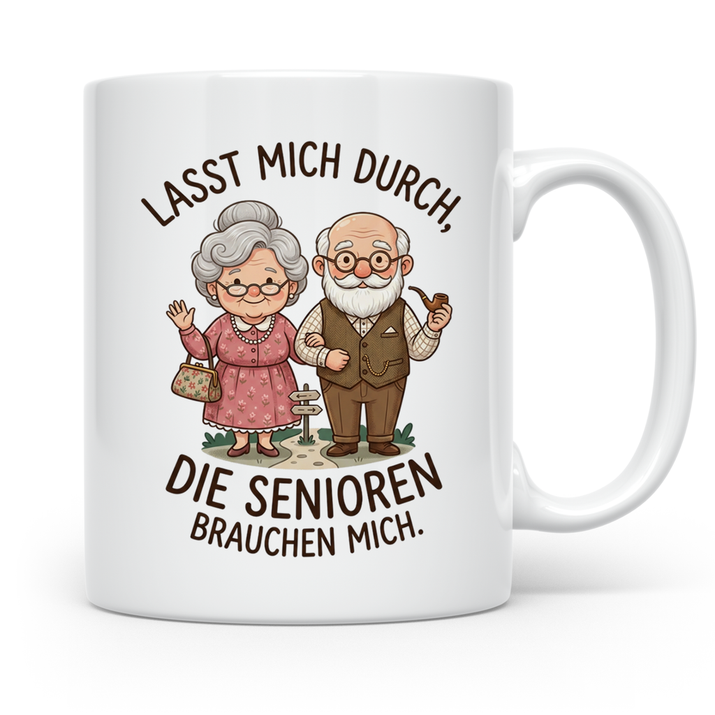 Altenpfleger Tasse mit Spruch Lasst mich durch, die Senioren – Weiß [farbe:weiß]