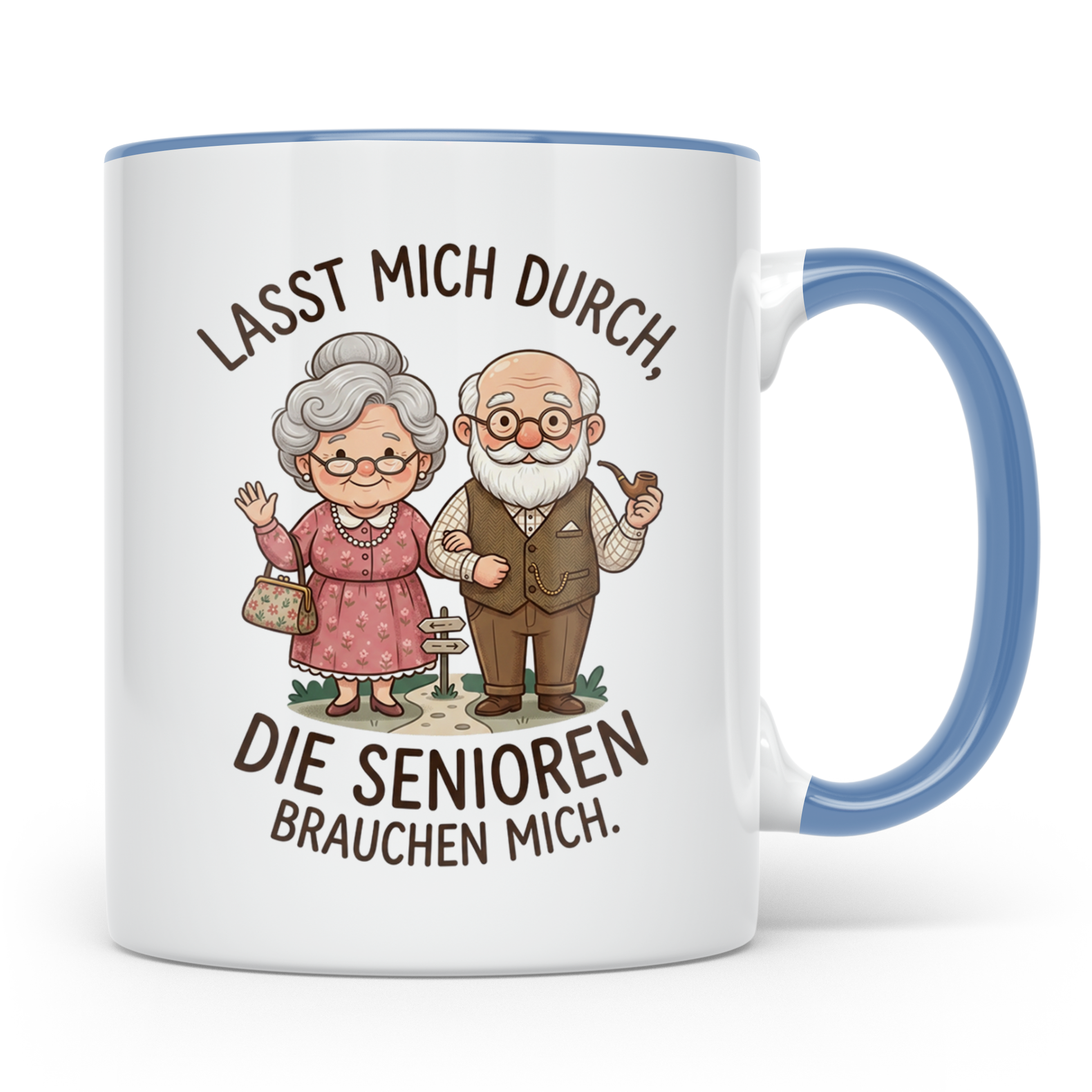 Altenpfleger Tasse mit Spruch Lasst mich durch, die Senioren – Blau [farbe:blau]