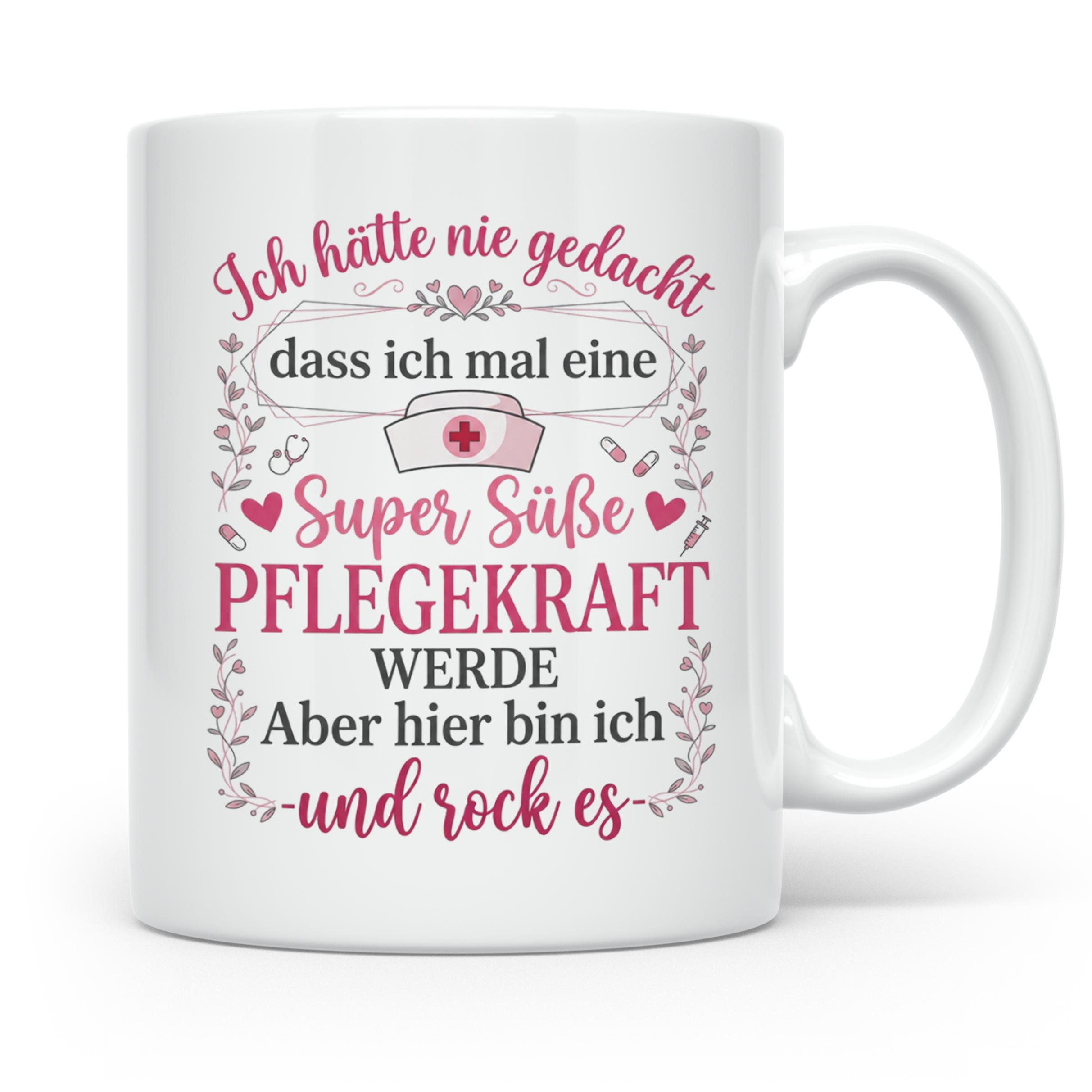 Pflegekraft Tasse mit Spruch Super Süße Pflegekraft, Geschen – Weiß [farbe:weiß]
