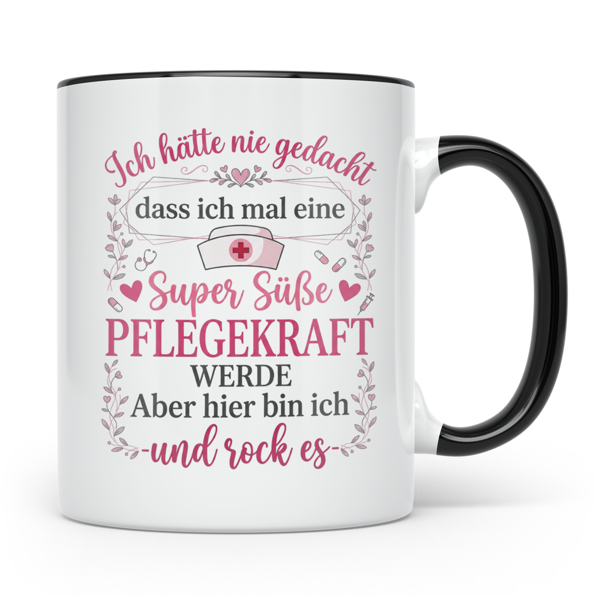 Pflegekraft Tasse mit Spruch Super Süße Pflegekraft, Geschen – Schwarz [farbe:schwarz]