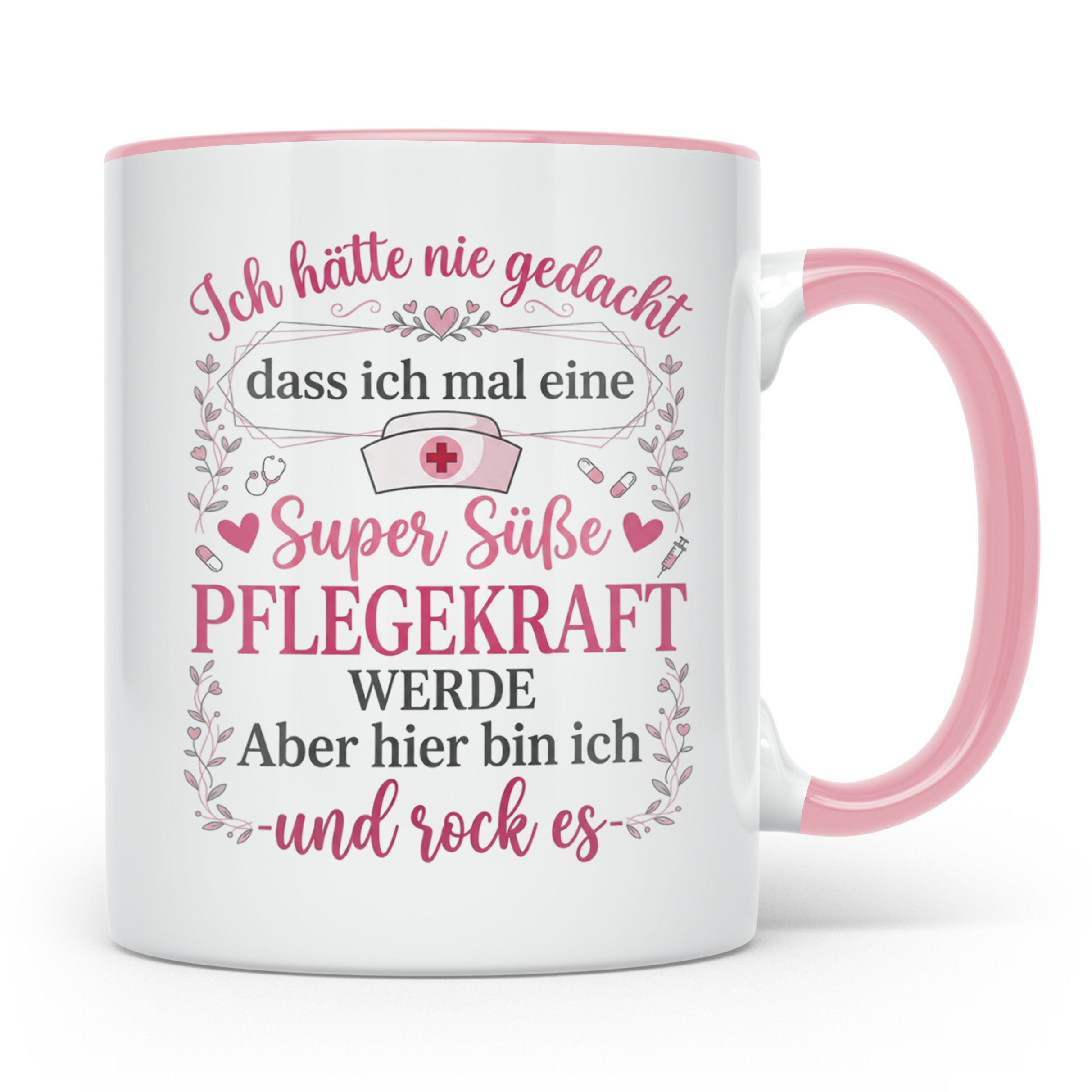 Pflegekraft Tasse mit Spruch Super Süße Pflegekraft, Geschen – Rosa [farbe:rosa]